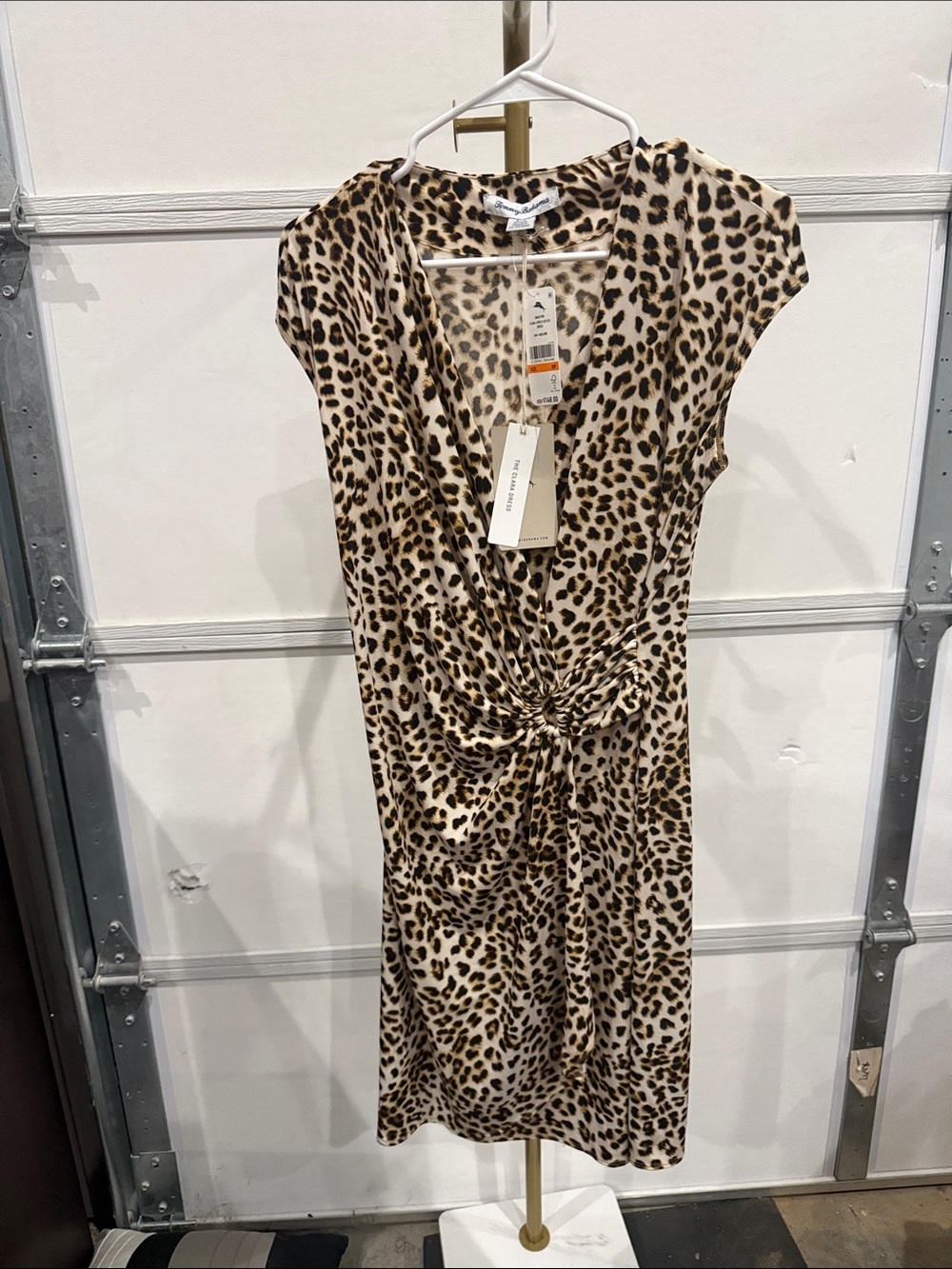 Tommy Bahama Leopard-Print Knot-Front Midi Dress - Beige & Black